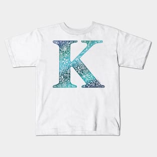 Floral Letter K - Dusk, capital letter Kids T-Shirt